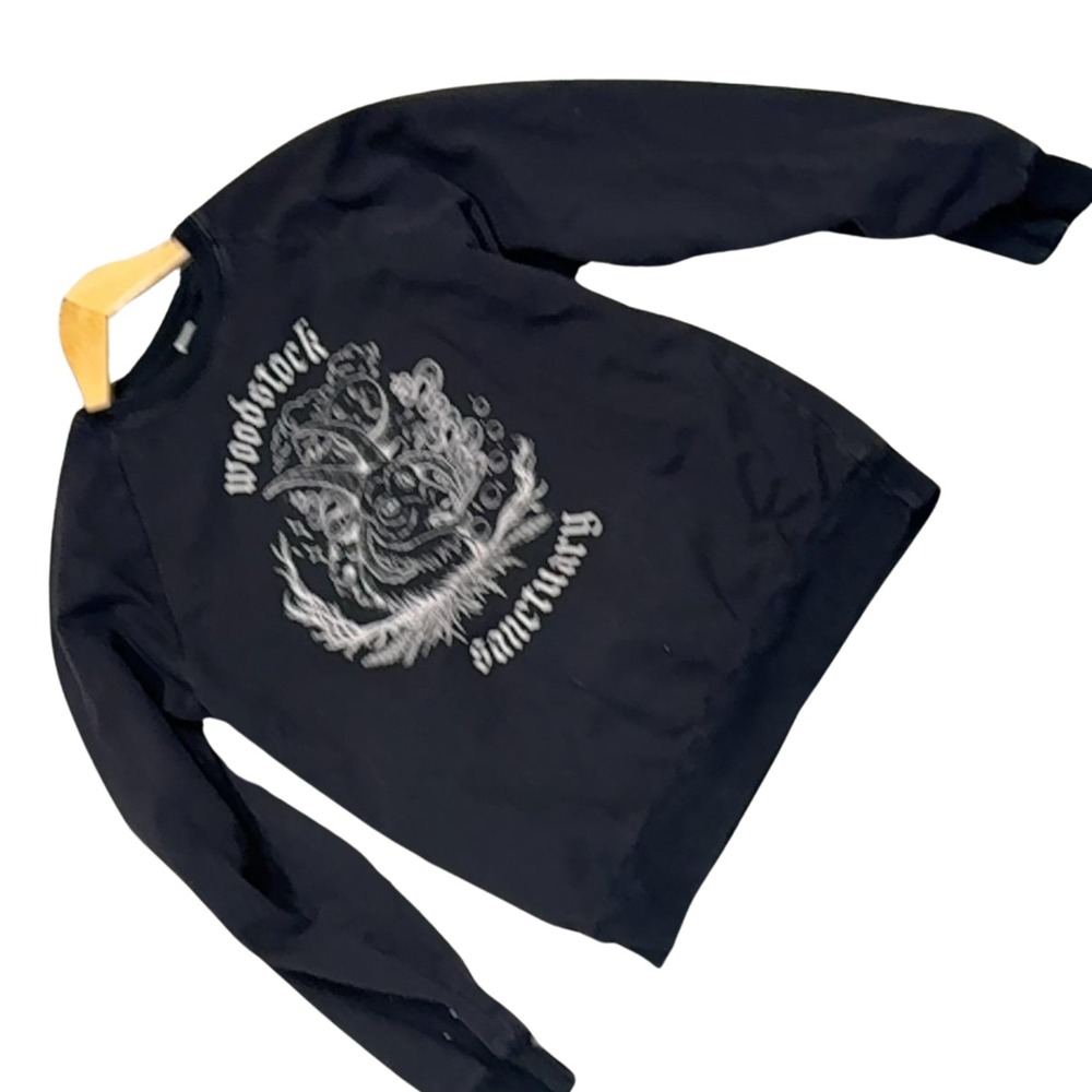 Royal Apparel Cotton Sweatshirt Womens Small Woodstock Graphic Indie Retro